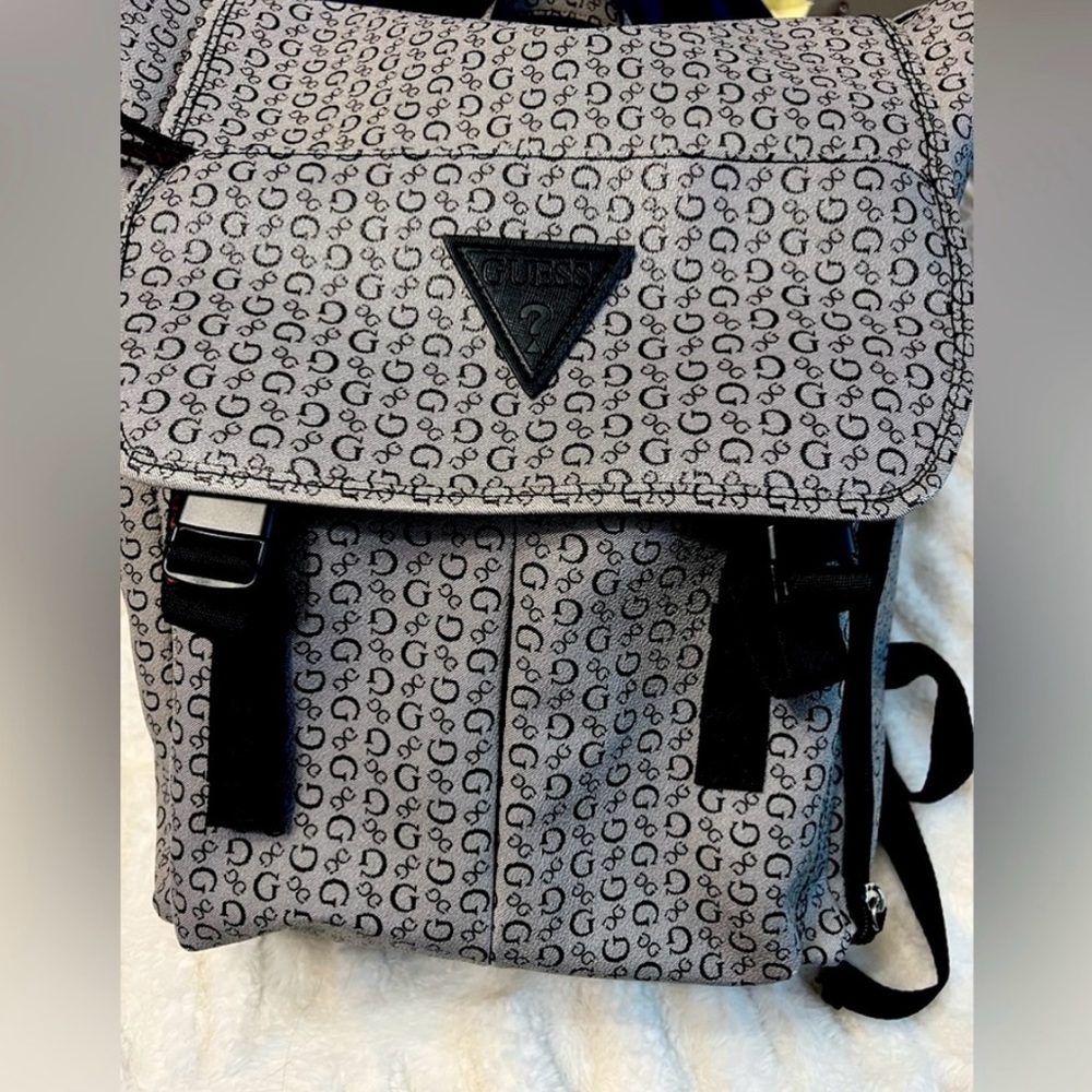 Gray with black letters, backpack